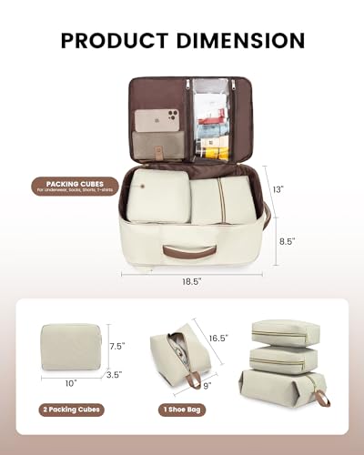 40L Travel Backpack with 3 Packing Cubes, Waterproof 17.3 inch Laptop Backpack, Black-Brown E469
