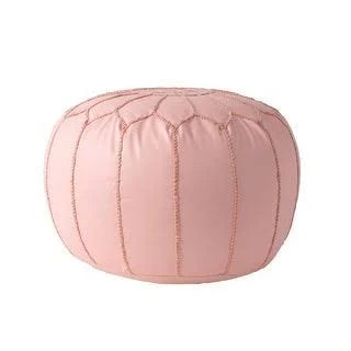 Pink Faux Leather Ottoman Pouf H393
