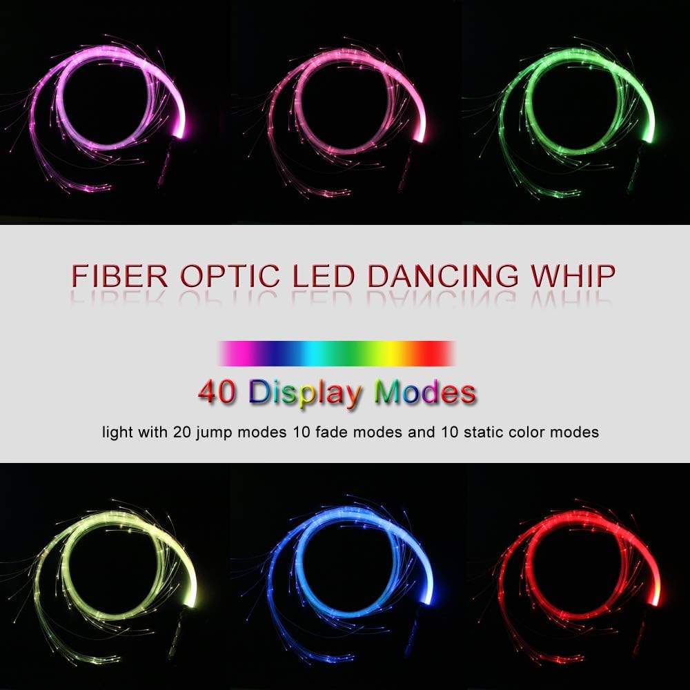 Fiber Optic Whip 10 Colors 40 Effect Modes Pack of 2 H5559