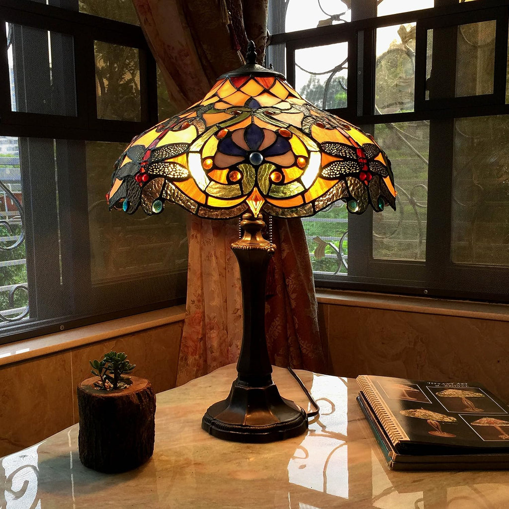 2 Light Dragonfly Table Lamp 17" Shade H9206