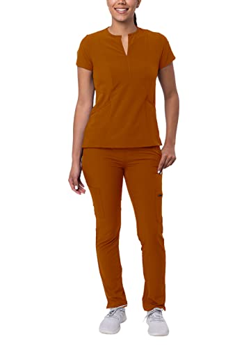 Notched V-Neck Scrub Top & Skinny Cargo Scrub Pants P60000