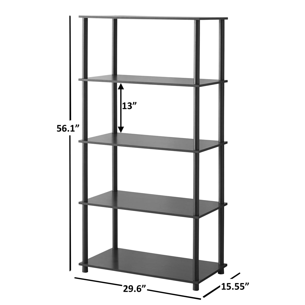 White 5-Shelf Storage Bookcase K51433