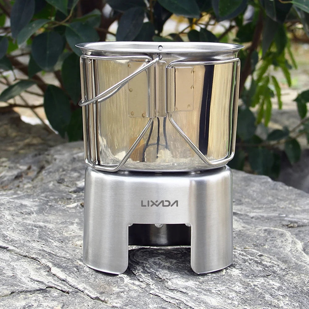 Stainless Steel Camping Cookware Set with Wood Stove P752