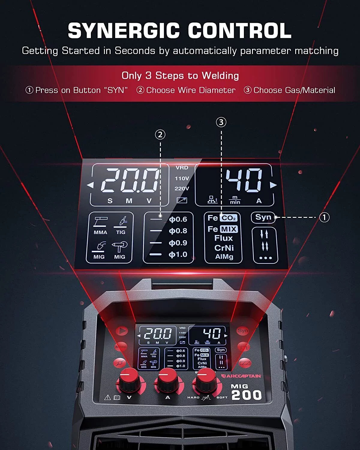 200Amp 110V/200V 6 in 1 Multi Process Welding Machine I981