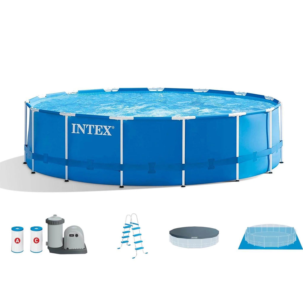 18ft x 48in Metal Frame Swimming Pool Set with Pump & Filter D8651