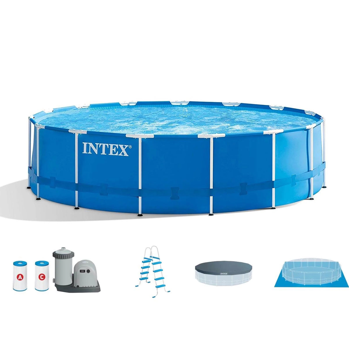 18ft x 48in Metal Frame Swimming Pool Set with Pump & Filter D8651