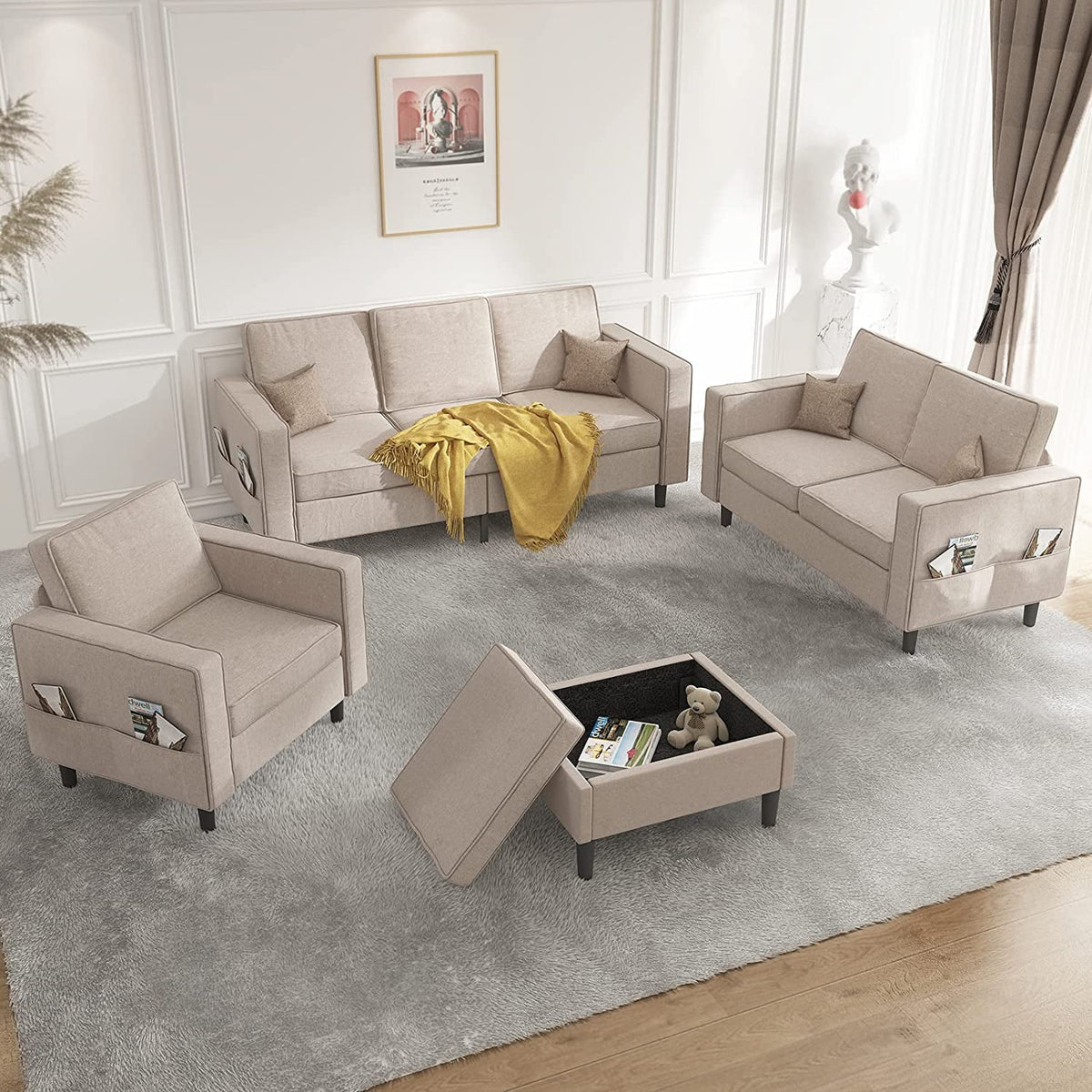 Convertible Sectional Sofa Couch with Storage Ottoman Q973425