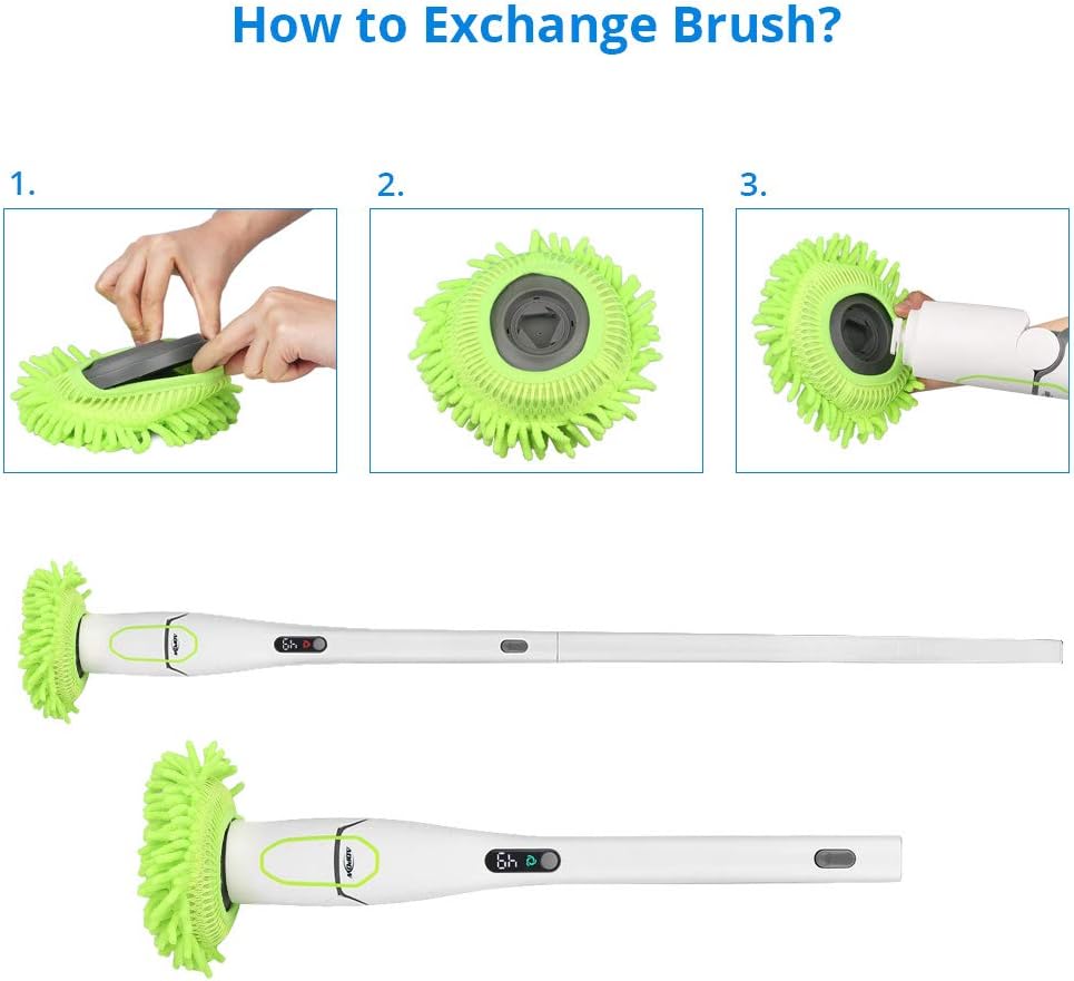 Electric Spin Scrubber with LED Display, Cordless Shower Cleaner with Storage Rack C147