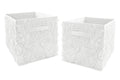 White Floral Rose Fabric Storage Bin Set of 2 G789777