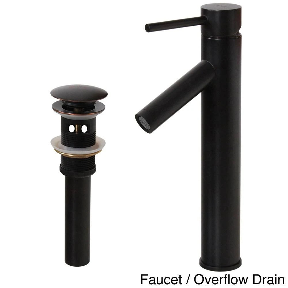 Oil Rubbed Bathroom Vessel Sink Faucet with Pop-Up Drain I939194