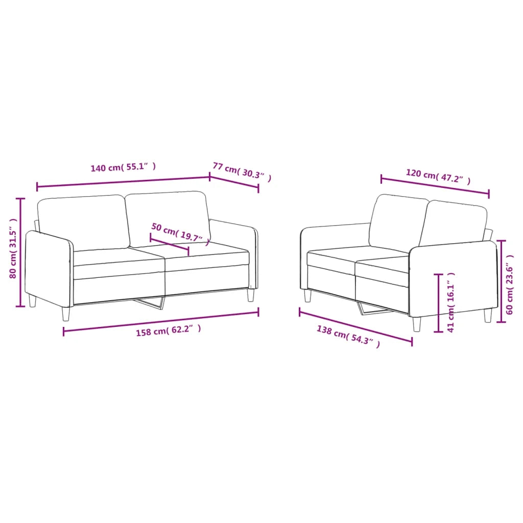 Dark Green Velvet 2 Piece Sofa Set N78488