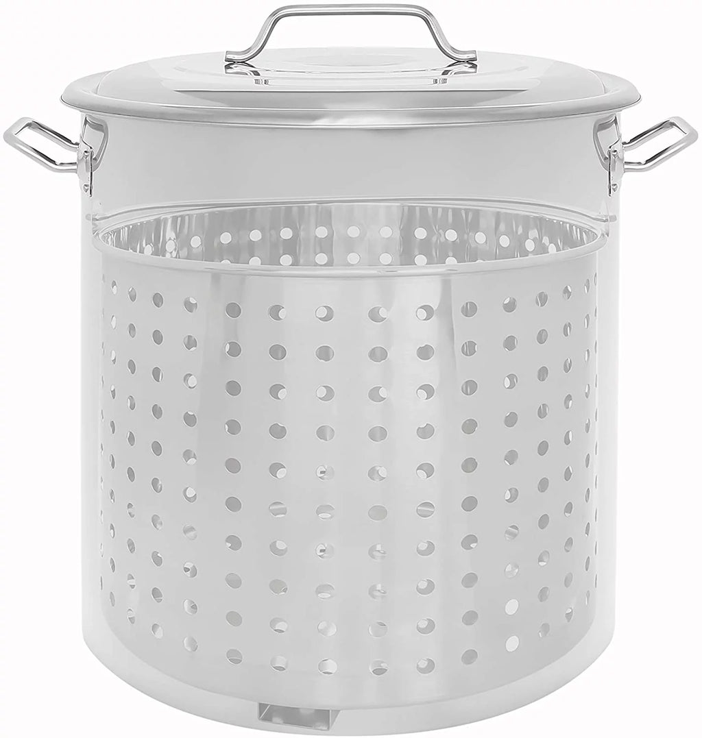 Stainless Steel 80 Quart Stock Pot with Steamer Basket I929874