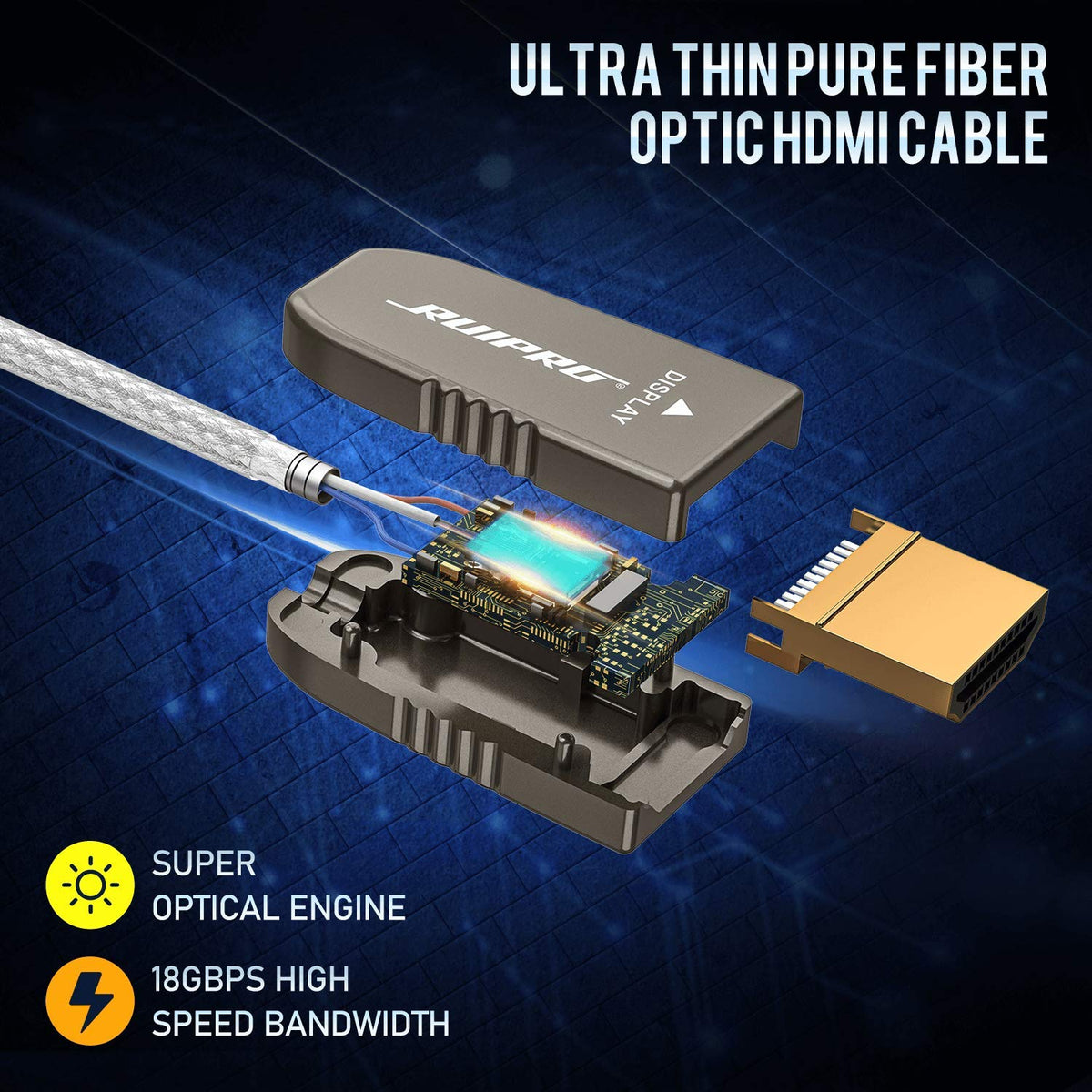 Fiber Optic HDMI Cable 20 Feet 4K60Hz 18Gbps J19774