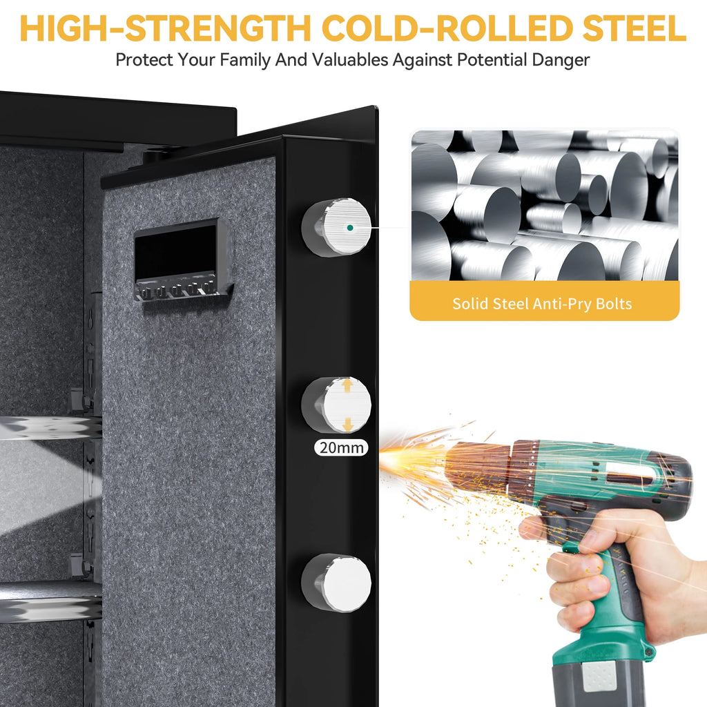 Safe Box with Digital Keypad, Water and Fire Resistant, Adjustable Shelves and LED Lighting P2100