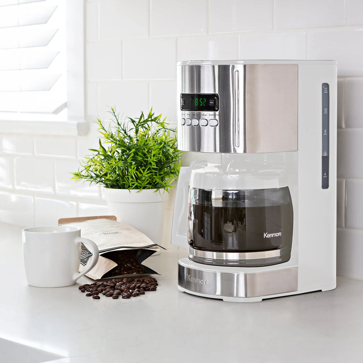 White 12-Cup Programmable Drip Coffee Maker V940856