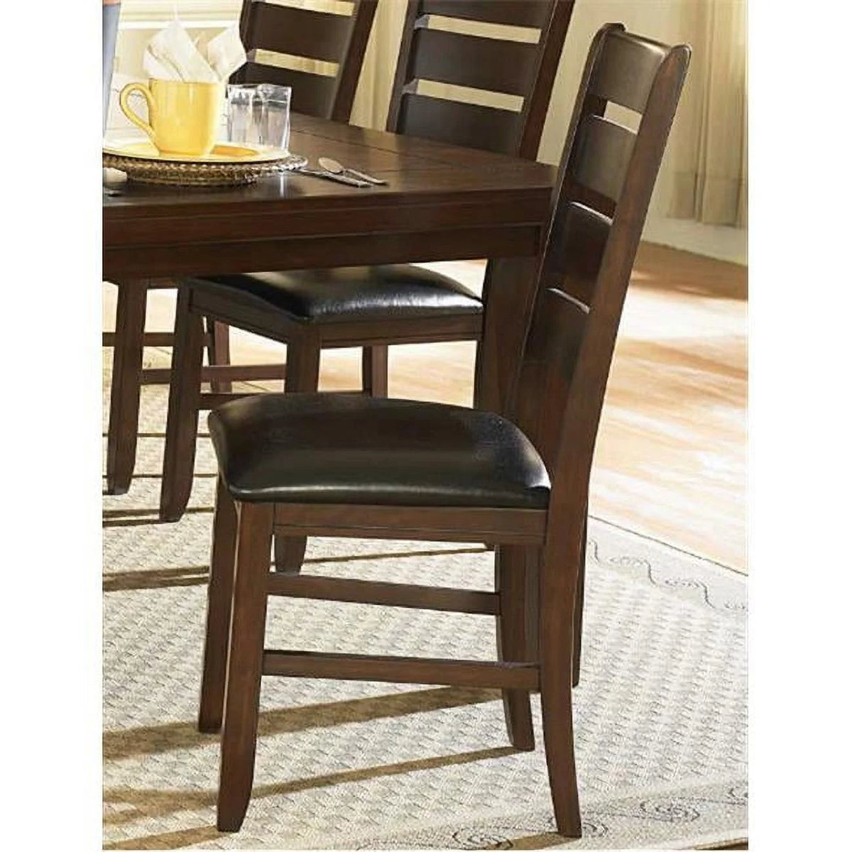 Dark Oak Wood Dining Side Chair Set of 2 D34189