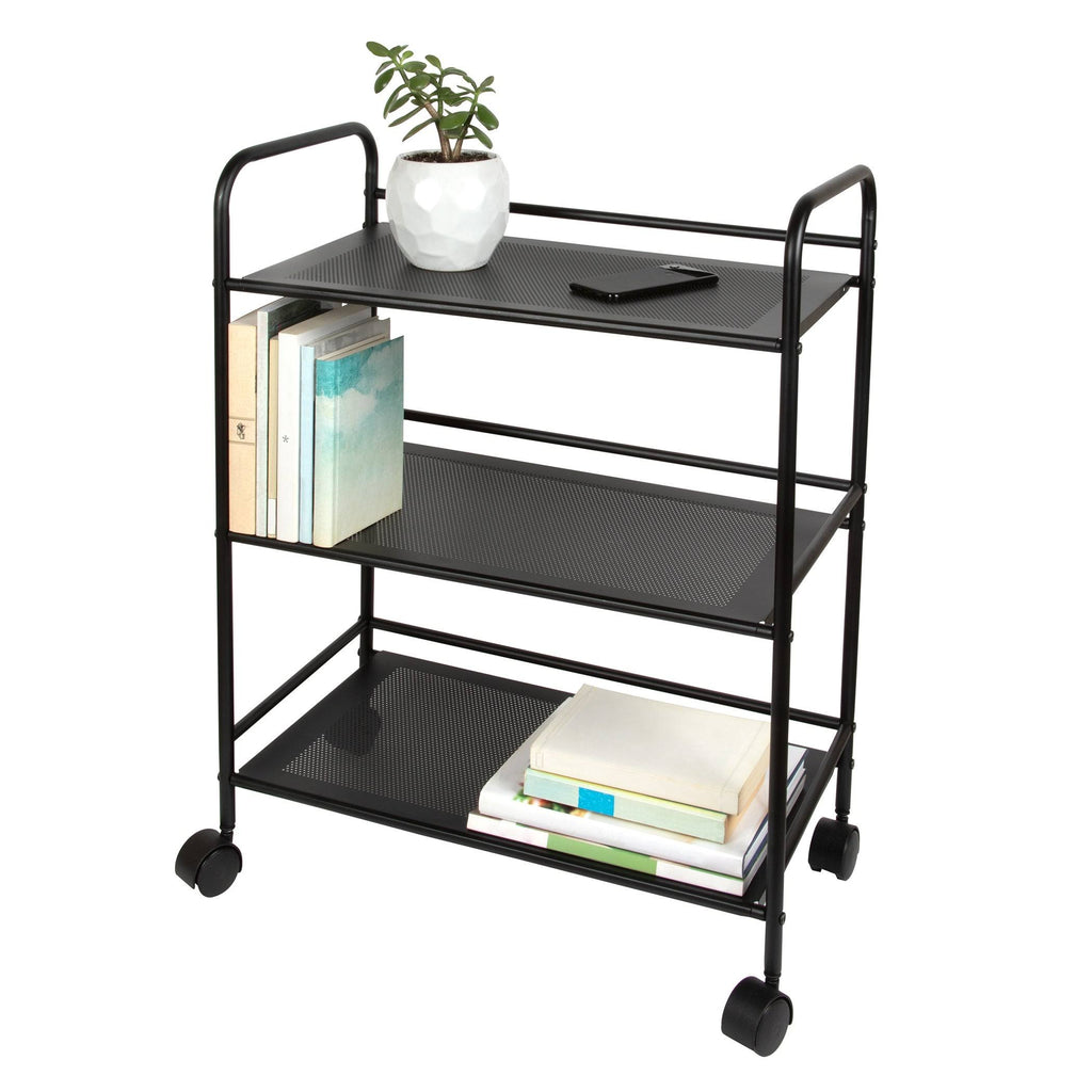 3 Tier Metal Cart with Wheels, Black E979523