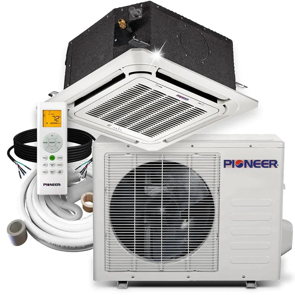 12,000 BTU 8-Way Compact Cassette Ductless Mini Split with 25 ft. Linesets E81069