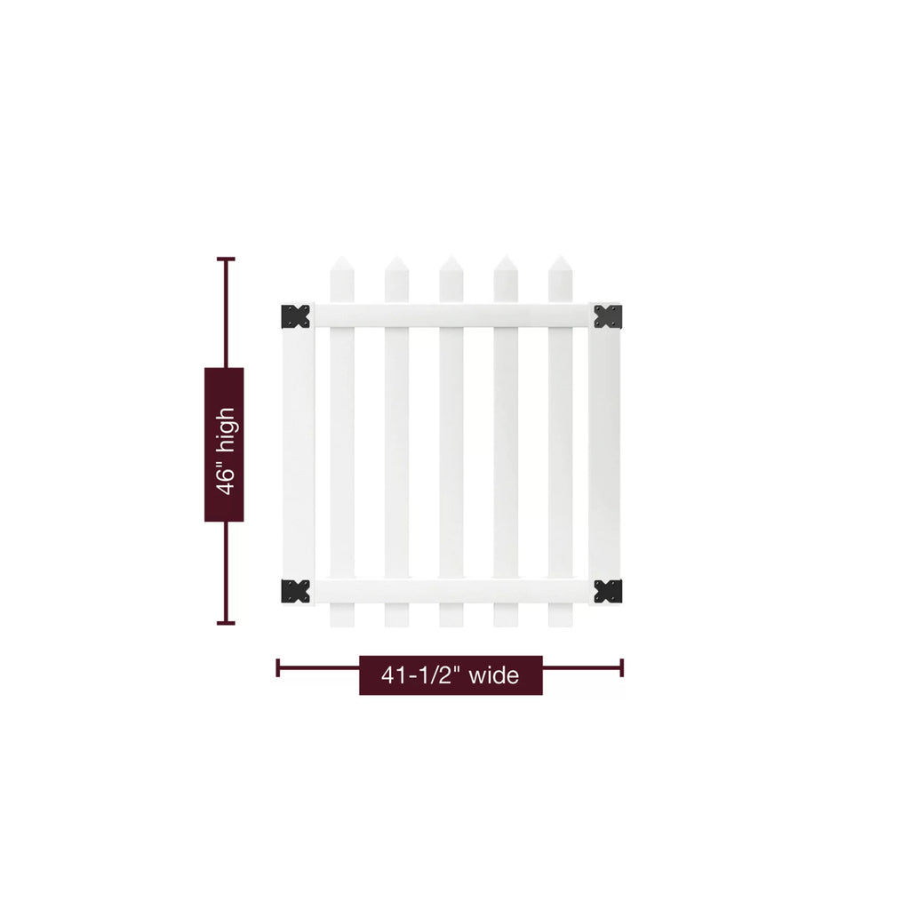 White Vinyl Pointed Picket Fence Gate L7636