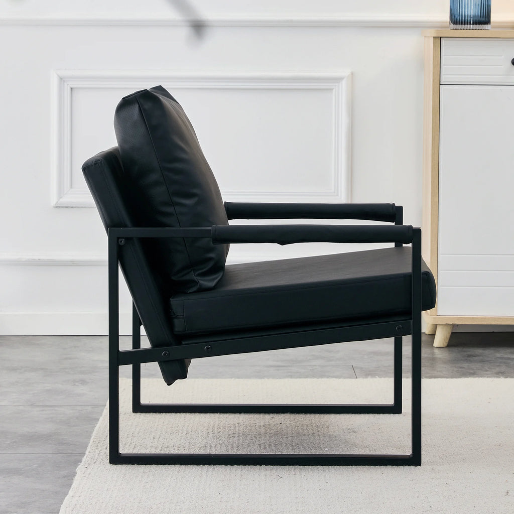 Black PU Leather Accent Armchair with Metal Frame G11580