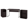 Espresso Oak Computer Desk with File Cabinet and Bookcase C114