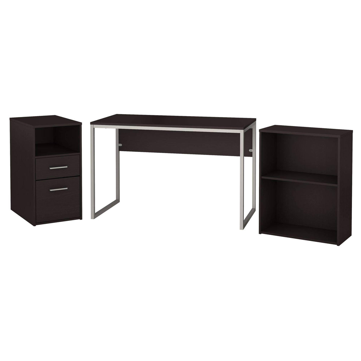 Espresso Oak Computer Desk with File Cabinet and Bookcase C114