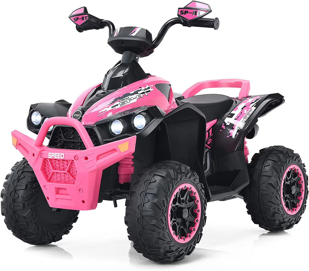 12V 4 Wheeler Quad Toy Ride On ATV with LED Lights (Coral) P8722