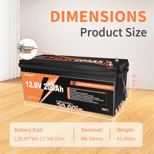 12V 300Ah LiFePO4 Lithium Battery with 200A BMS Z40306