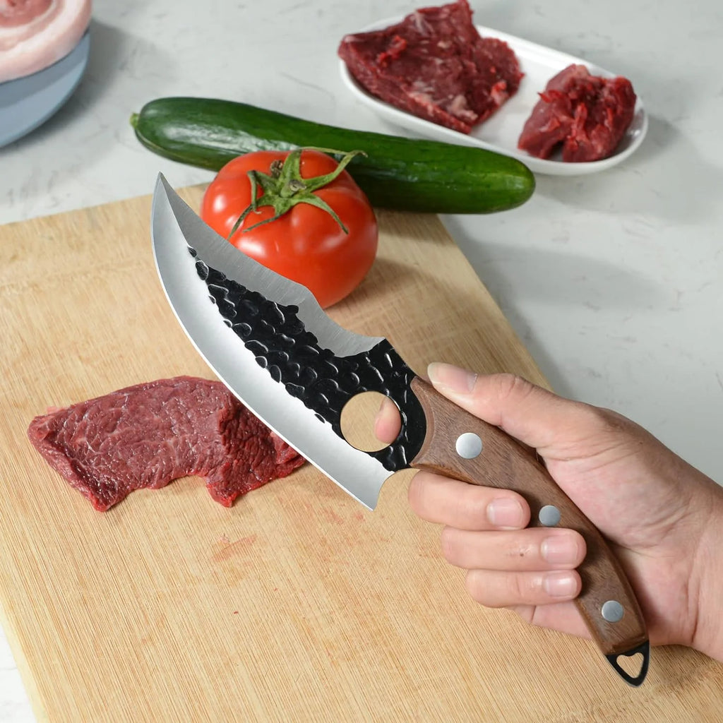 6 Inch High Carbon Steel Meat Cleaver Boning Knife with Sheath F588