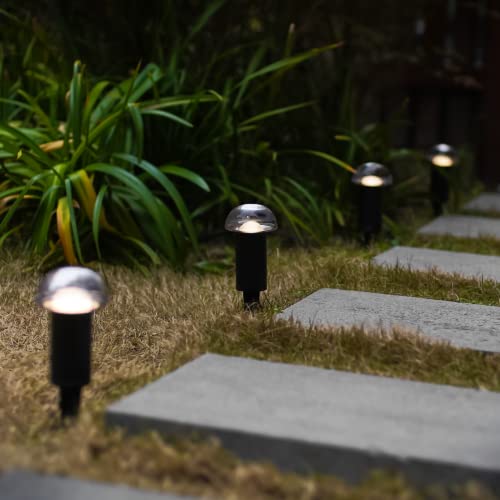1.5W LED Mushroom Pathway Lights 6PK 3000K Black Metal H69842