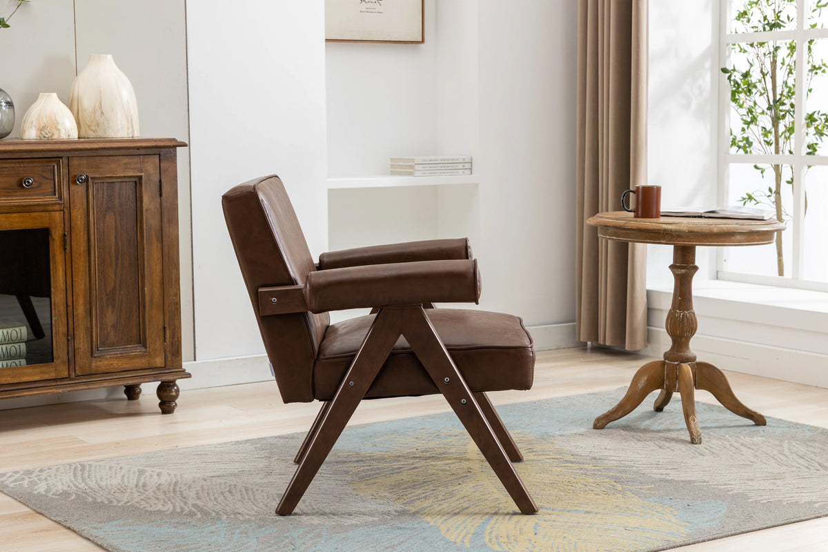 Leisure Chair with Solid Wood Armrest and Feet S95397