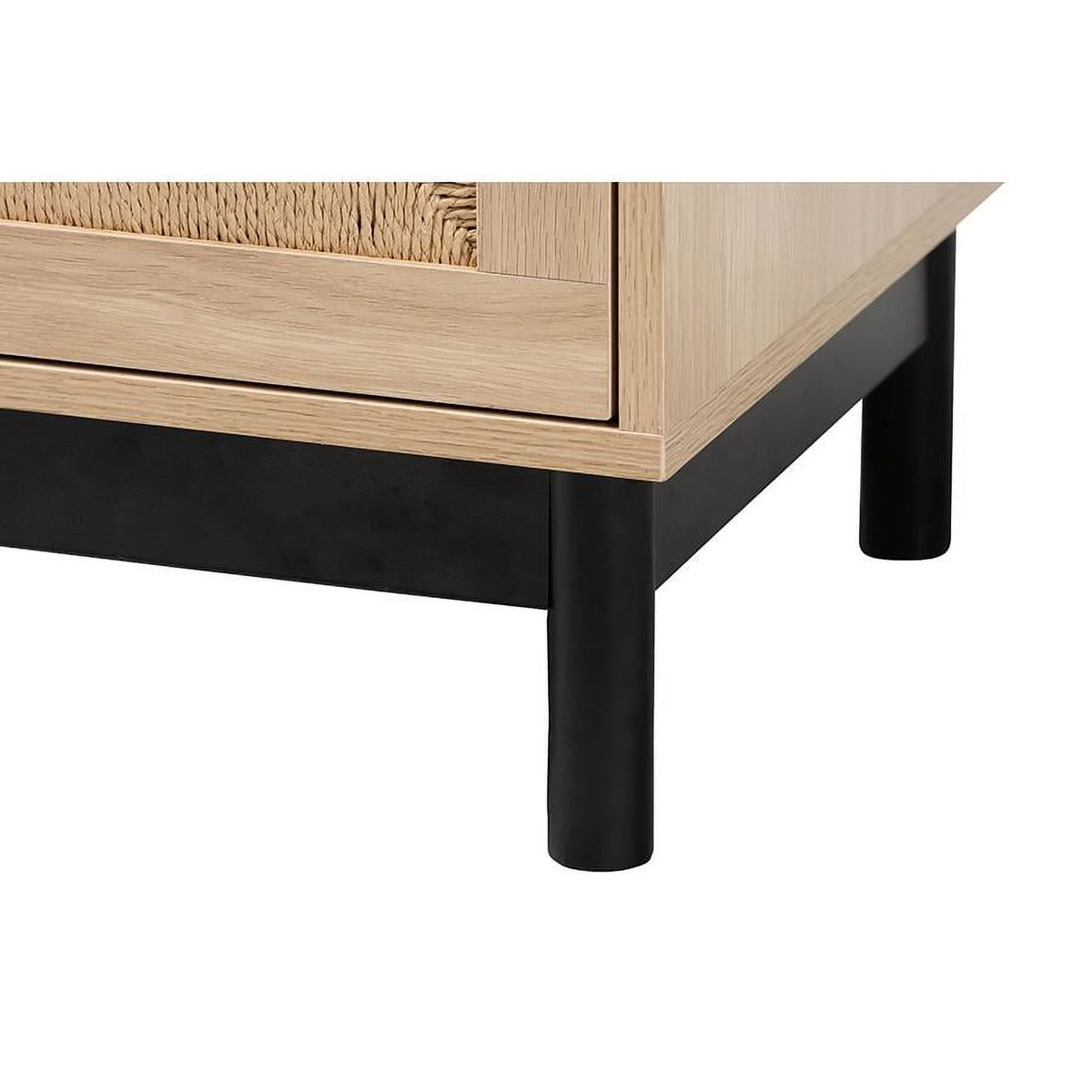 Light Brown Black Wood 2-Drawer Square End Table P4932