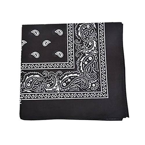 96 Pc 100% Cotton Double Sided Bandanas (Black) K528