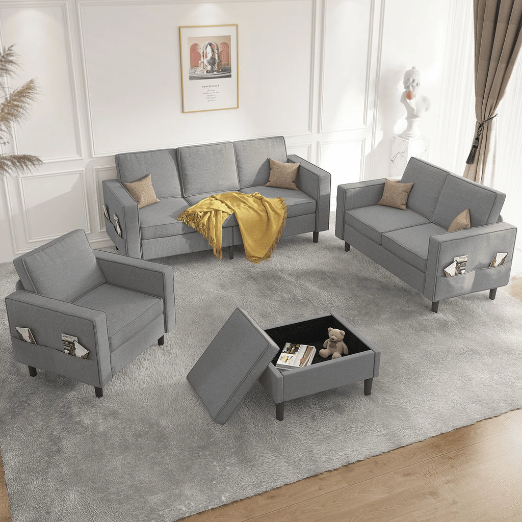Convertible Sectional Sofa Couch with Storage Ottoman Q973425