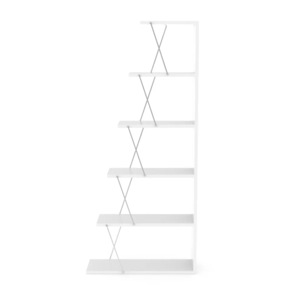 5 Tier White Ladder Bookshelf D759