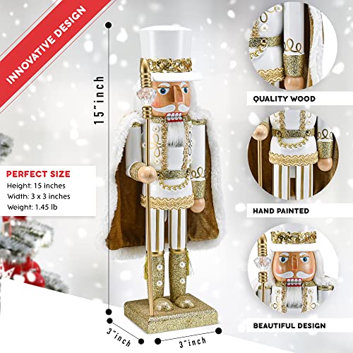 Gold and White Wooden Nutcracker Figure 14" I41881