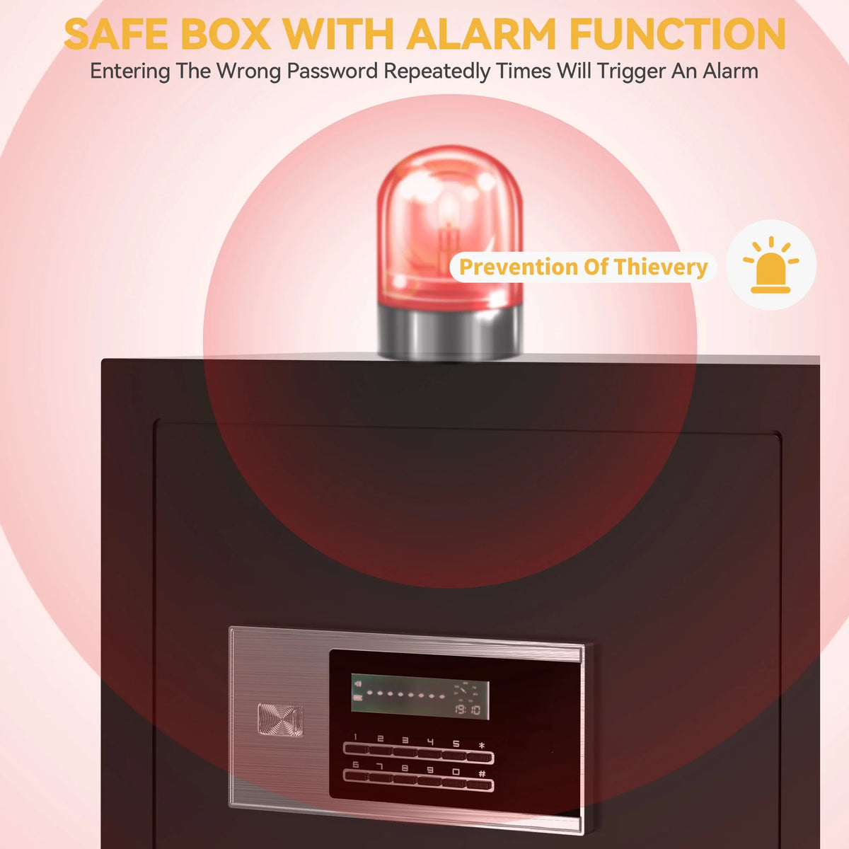 Safe Box with Digital Keypad, Water and Fire Resistant, Adjustable Shelves and LED Lighting P2100