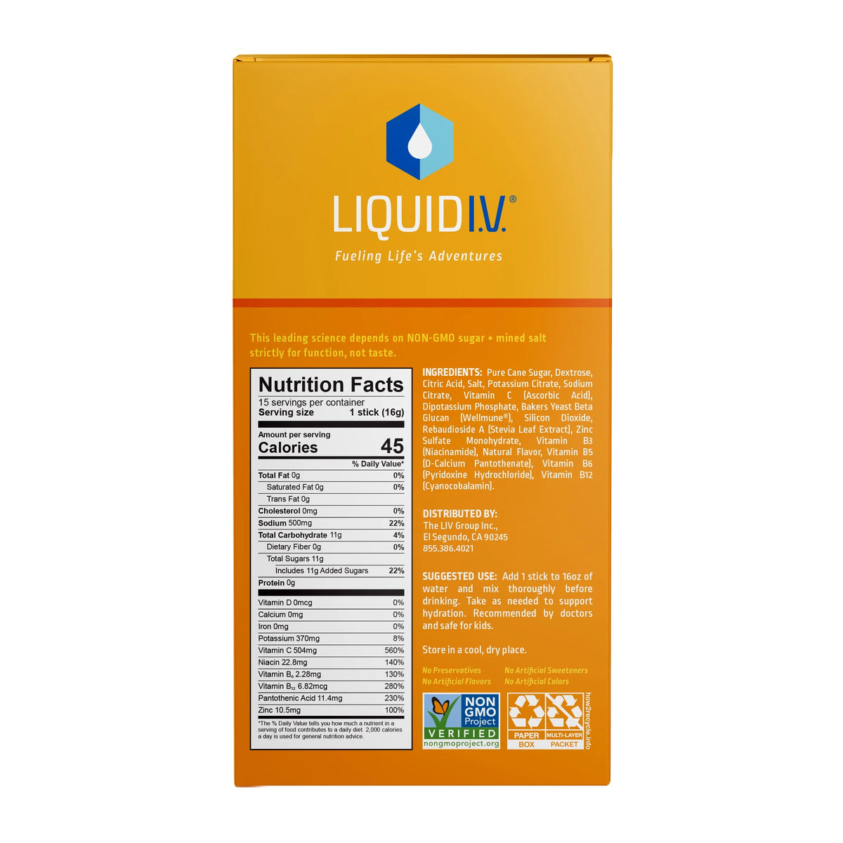 Tangerine Electrolyte Powder Drink Mix 15 Ct M774531