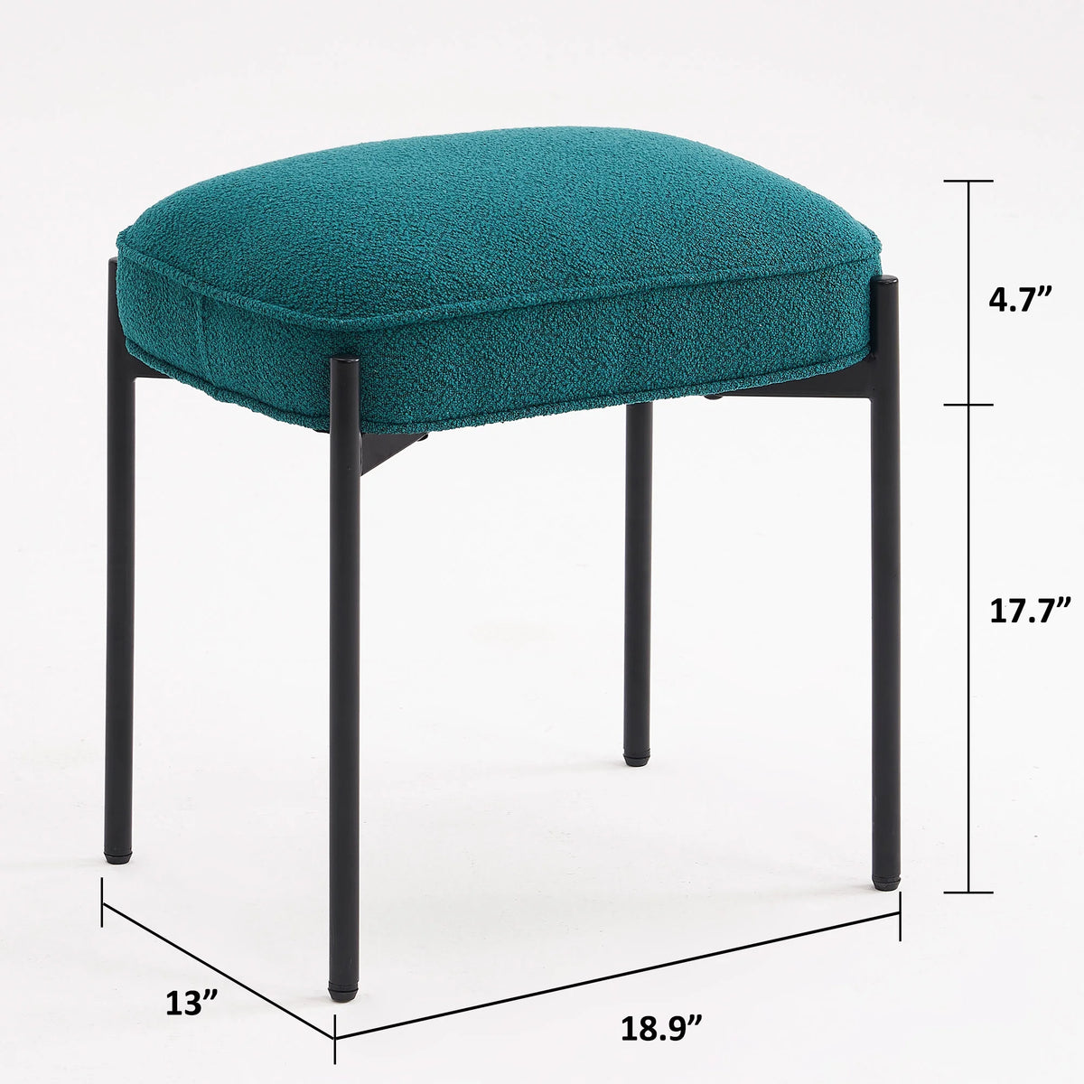 Pine Green Boucle Vanity Stool Ottoman T71985