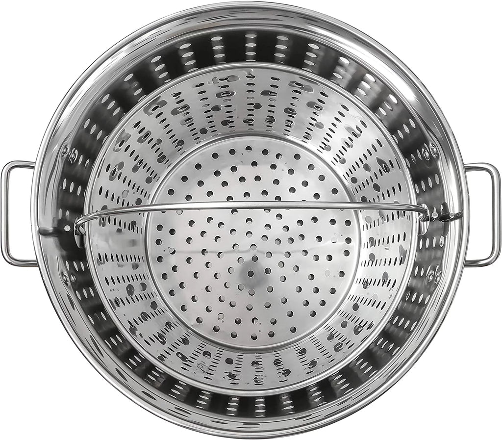Stainless Steel 80 Quart Stock Pot with Steamer Basket I929874