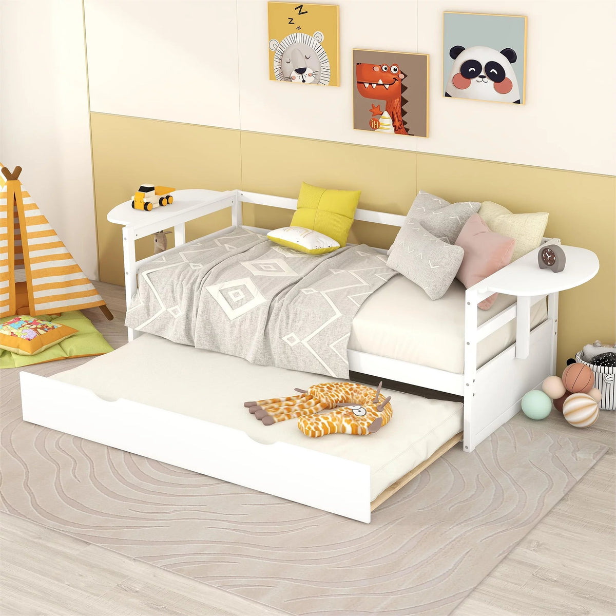 White Pine Wood Twin Size Daybed with Trundle E232971