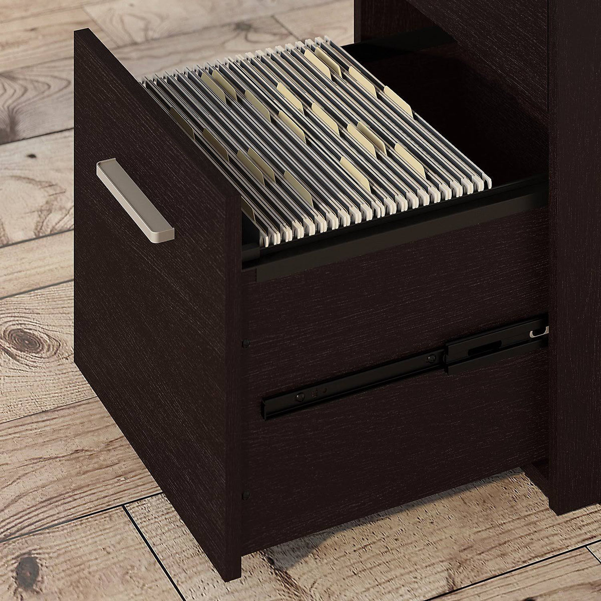 Espresso Oak Computer Desk with File Cabinet and Bookcase C114