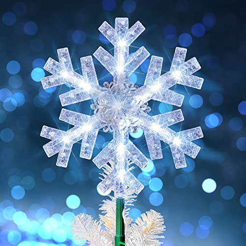 9 inch Lighted Christmas Tree Topper with 15 White LED Lights D21374