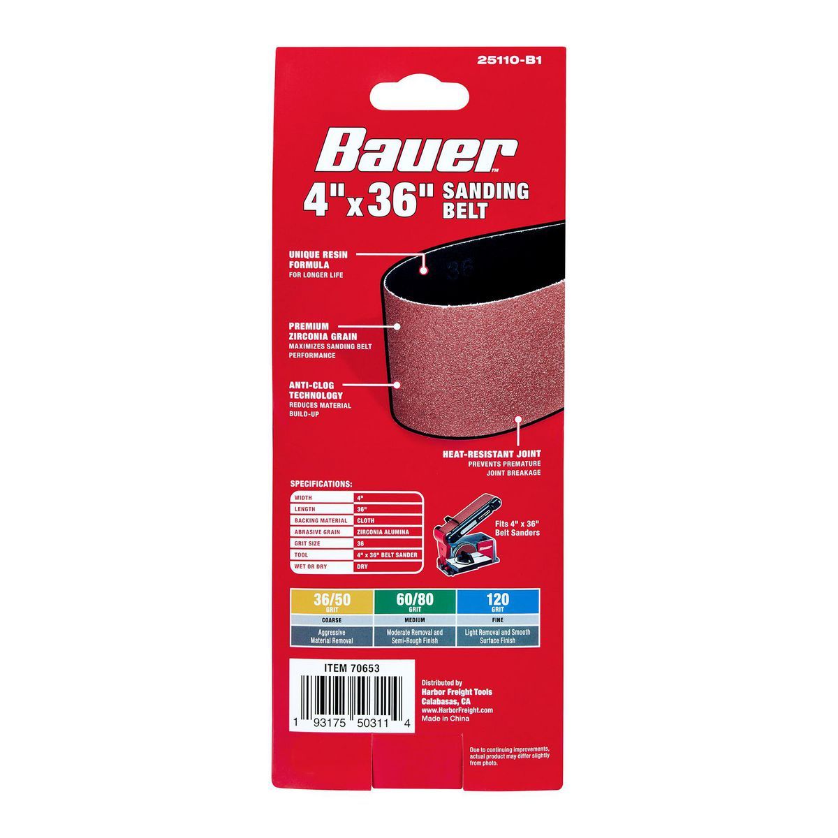 4 in. x 36 in. 36-Grit Zirconia Alumina Sanding Belt V53759