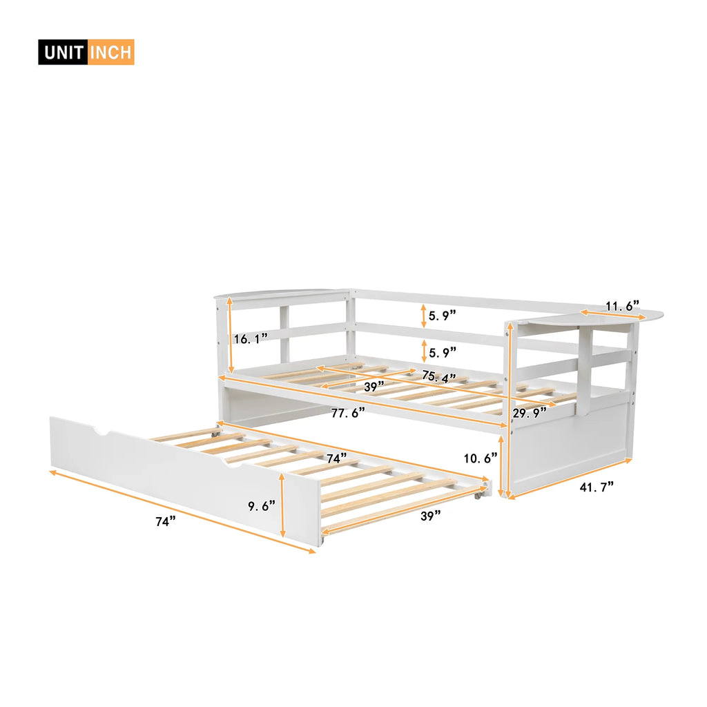 White Pine Wood Twin Size Daybed with Trundle E232971