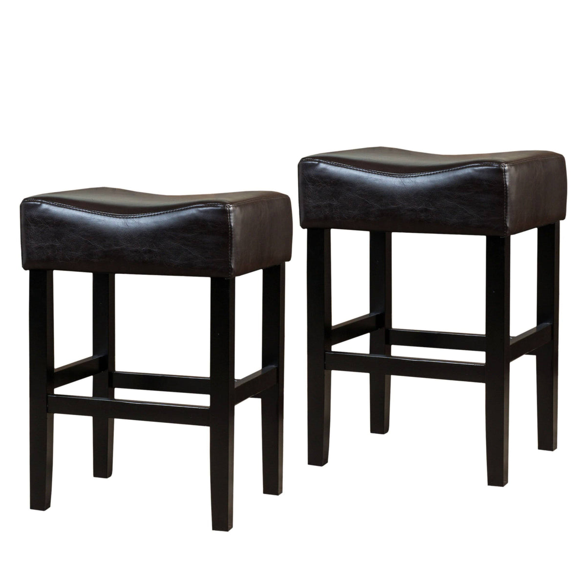 Brown Bonded Leather Backless Counter Stool Set of 2 G876162