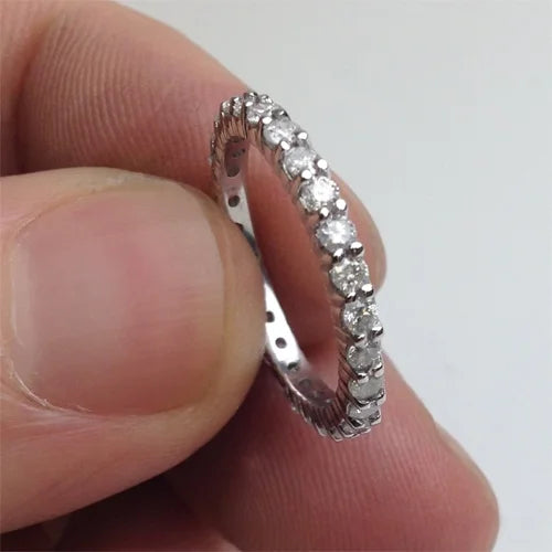 14k White Gold Diamond Eternity Wedding Ring C157