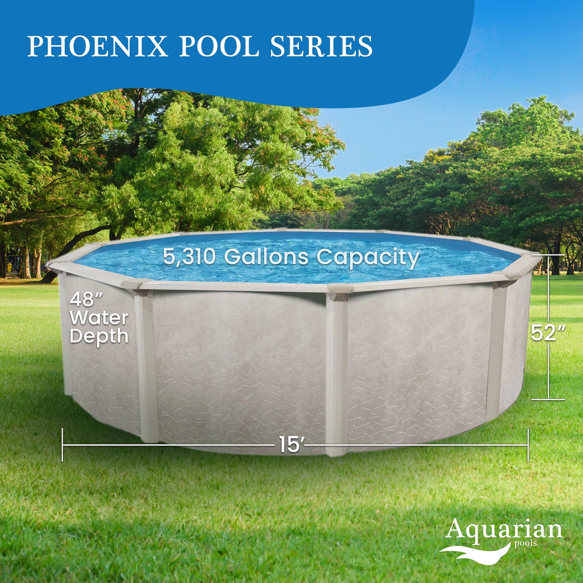 15 Foot x 52 Inch Steel Frame Above Ground Swimming Pool R33356