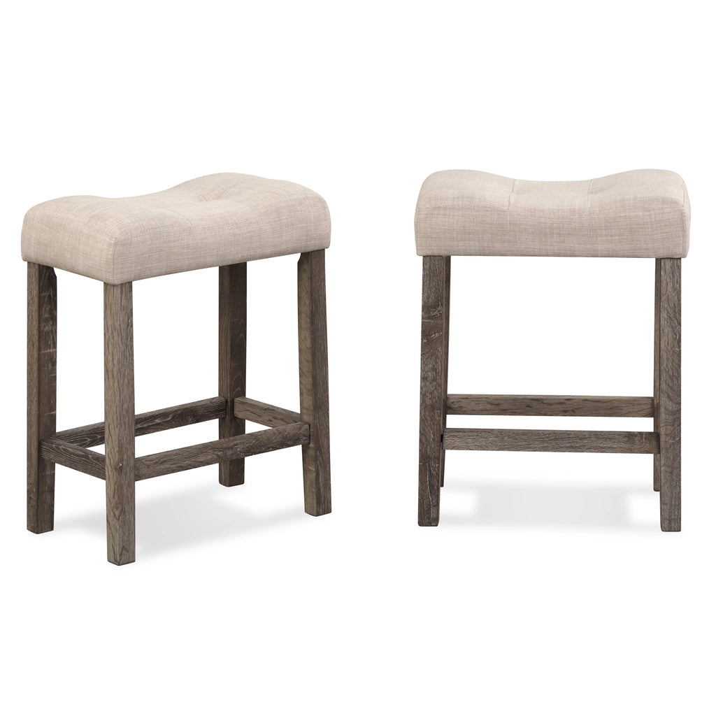 Taupe Wood Counter Height Saddle Stool Set of 2 D196