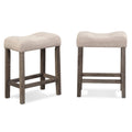 Taupe Wood Counter Height Saddle Stool Set of 2 D196